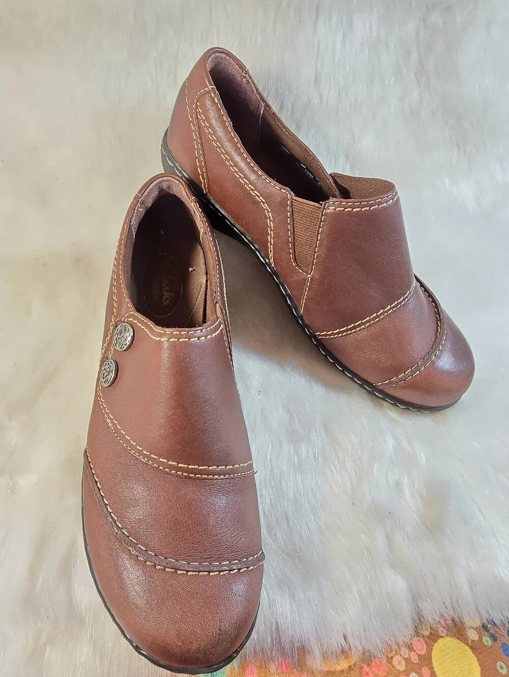 Clark's Ashland Alpine Brown Slip-on Leather Loafers - Women's